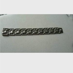 Vintage Sterling Silver Art Deco Flower Panel Link Bracelet!!!